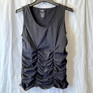 Belldini Women Sz XL Black Bodycon Ruched Stretch Layering Sleeveless Tank